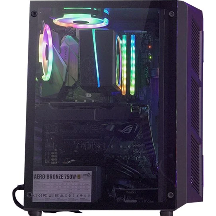 Aerocool Prime, ATX PC-Gehäuse, ARGB Dreifach-Front, Gehärtetes Glas,Lüfter 12cm – Bild 3