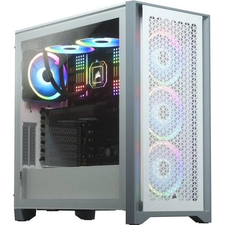 Corsair 4000D Airflow Mid-Tower-ATX-Gehäuse mit Gehärtetem Glas (Frontverkleidung Hohen Luftdurchsatz, Seitenabdeckung aus Gehärtetem Glas, Zwei im Lieferumfang 120-mm-Lüfter) Weiß – Bild 3