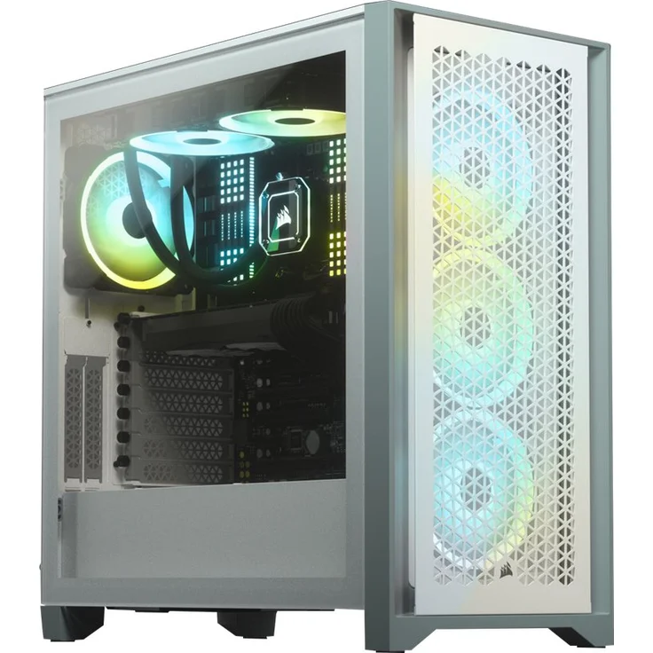 Corsair 4000D Airflow Mid-Tower-ATX-Gehäuse mit Gehärtetem Glas (Frontverkleidung Hohen Luftdurchsatz, Seitenabdeckung aus Gehärtetem Glas, Zwei im Lieferumfang 120-mm-Lüfter) Weiß – Bild 4
