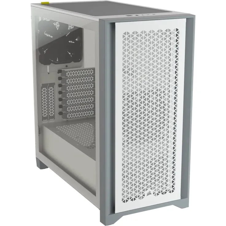 Corsair 4000D Airflow Mid-Tower-ATX-Gehäuse mit Gehärtetem Glas (Frontverkleidung Hohen Luftdurchsatz, Seitenabdeckung aus Gehärtetem Glas, Zwei im Lieferumfang 120-mm-Lüfter) Weiß