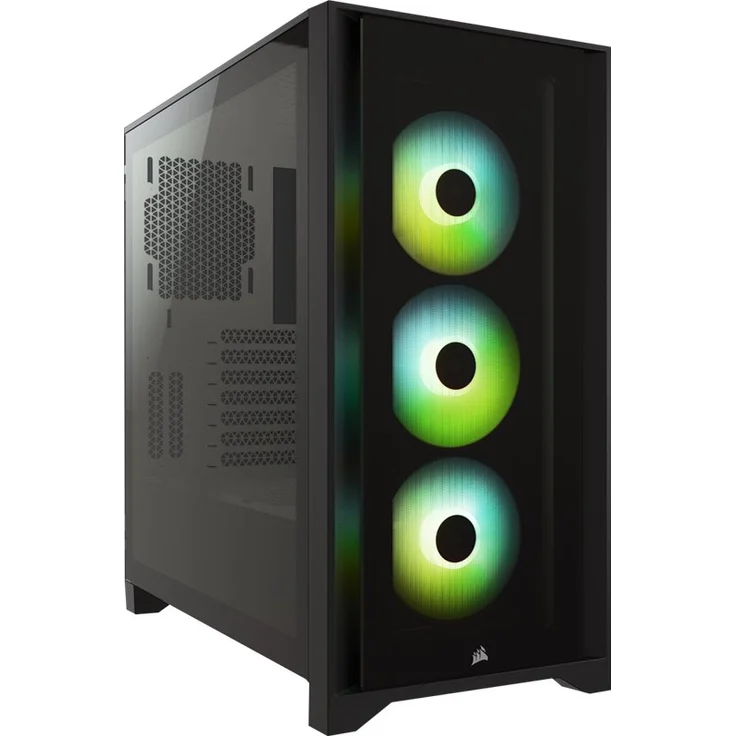 Corsair iCUE 4000X RGB Mid-Tower-ATX-Gehäuse mit Gehärtetem Glas (Seiten-und Frontscheiben aus Gehärtetem Glas, RapidRoute-Kabelführungssystem, Drei im Lieferumfang 120-mm-RGB-Lüfter) Schwarz – Bild 2