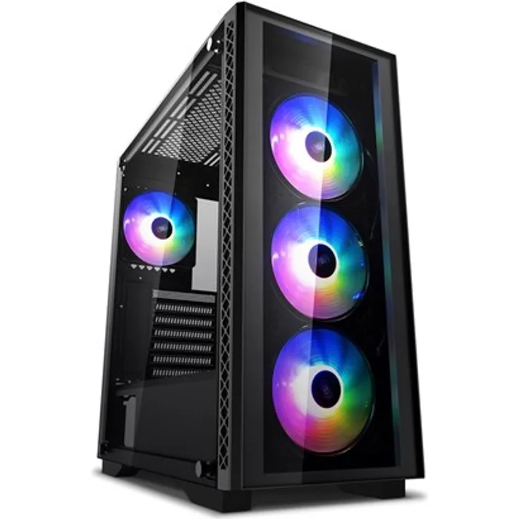 DeepCool Matrexx 50 Black Case ATX USB 3.0 PC Gaming 0.6 mm SPCC mit 4 Lüfter 120mm PWM RGB Rainbow Addressable 5V ADD Front- und Seitenpanel aus gehärtetem Glas (HxBxL 479x442x210 mm)