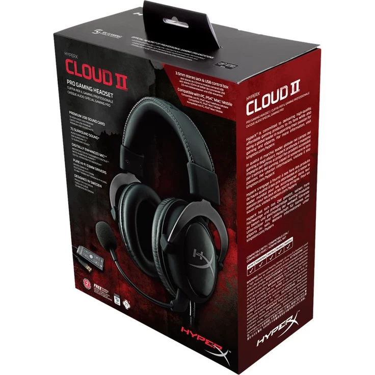 HyperX KHX-HSCP-GM Cloud II - Gaming Kopfhörer (für PS4-Mac-PC-Xbox One-Mobile) gun metal – Bild 3