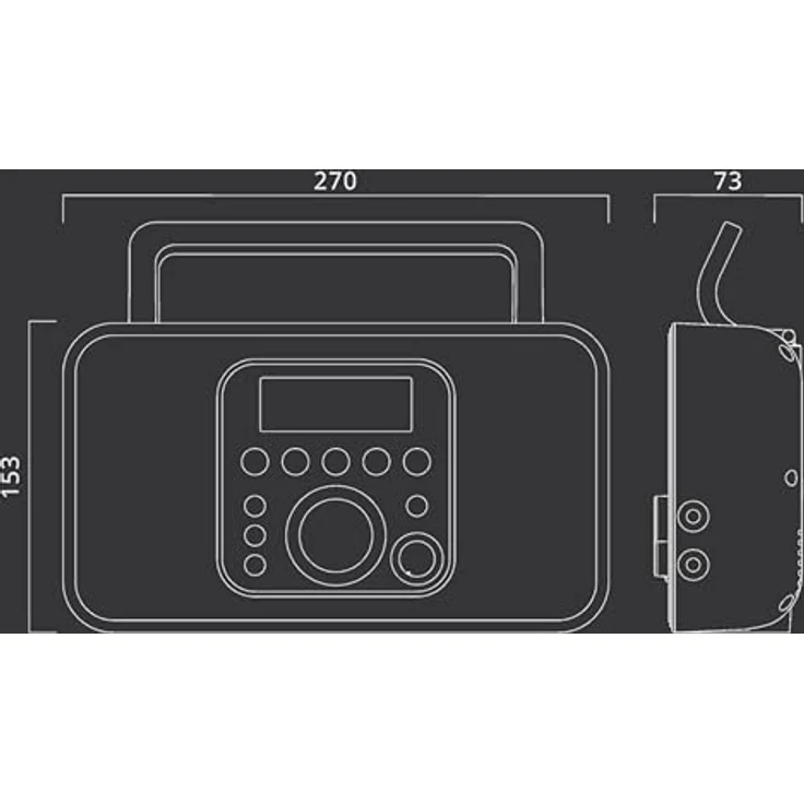 Muse M-091 R Tragbares Radio (UKW-MW) mit Senderspeicher, Uhr- und Weckfunktion, Netz- und Batteriebetrieb, AUX-Eingang, Kopfhörer-Anschluss, schwarz – Bild 5