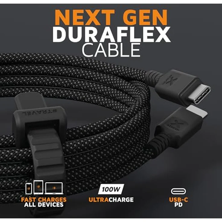 Xtorm Next Gen USB-C PD 100W Kabel, 1,5 Meter, geflochten, schwarz, hohe Flexibilität und Langlebigkeit – Bild 2