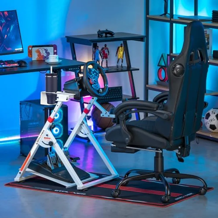 GTPLAYER Lenkradständer für Gaming Wheel, höhenverstellbares Racing-Gestell mit V1 V2 Schalthebelhalterung, kompatibel mit PS4, Xbox und PC – Bild 4