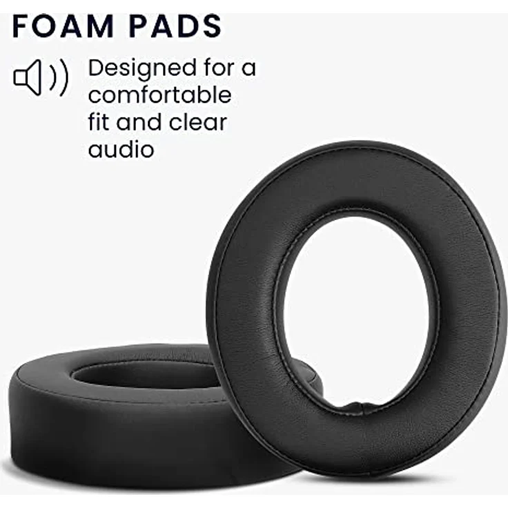 kwmobile 2X Ohrpolster kompatibel mit Corsair HS50 HS60 HS60 Pro HS70 HS70 Pro HS75 - Over Ear Kopfhörer Polster aus Kunstleder, Schwarz – Bild 3