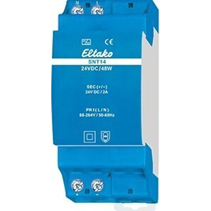 Eltako SNT14-24V/48W, Hutschienen-Netzteil DIN-Rail, 2 A, 48 W, Weitbereichseingang 88-264V AC, kompakt mit 92% Wirkungsgrad – Bild 1