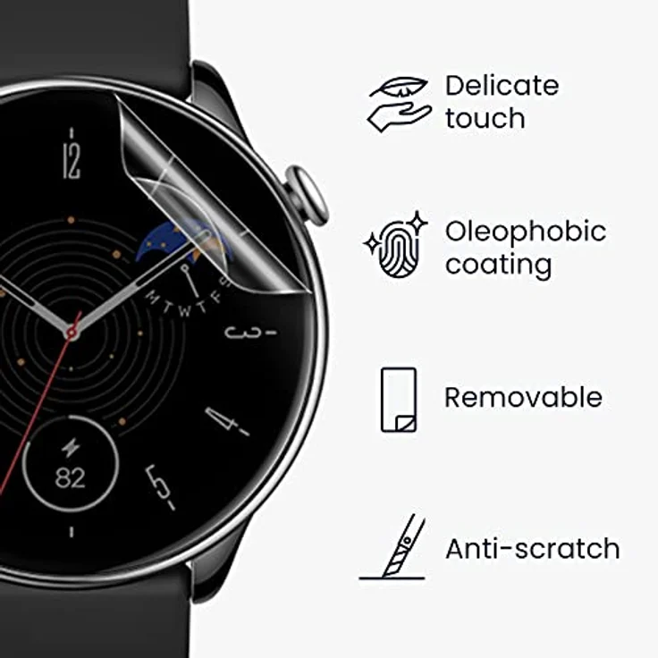 kwmobile 3X Transparente Displayschutzfolie für Huami Amazfit GTR Mini - Ultradünn und unempfindlich, 3er Pack – Bild 2
