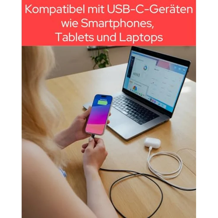 Verbatim Essentials USB-C Kabel, 2er Pack, 1,0m, USB 2.0, 480Mbit/s, 60W PD, Schwarz und Weiß – Bild 4