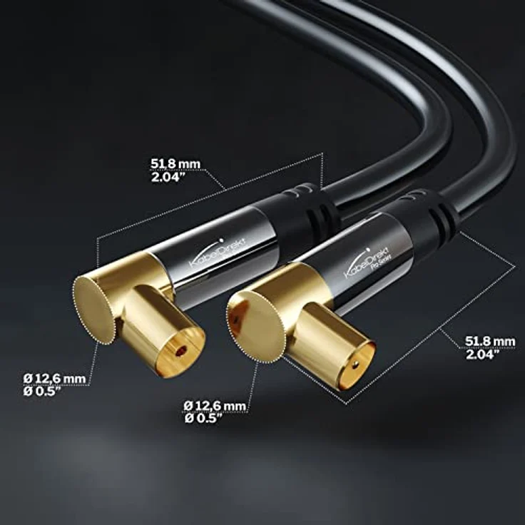 KabelDirekt - Antennenkabel 90° gewinkelt - 1,5m - (75 Ohm, Koax Stecker > Koax Kupplung Koaxialkabel geeignet für TV, HDTV, Radio, DVB-T, DVB-C, DVB-S, DVB-S2, Winkelstecker) - PRO Series – Bild 5