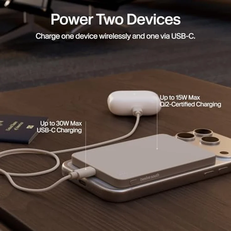 Twelve South PowerCapsule Dune, 5000 mAh Powerbank mit magnetischem Design und Qi2-zertifiziertem kabellosen Laden – Bild 5