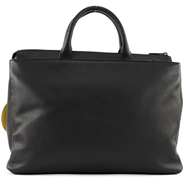 Mandarina Duck Mellow Leather Aktentasche, Laptoptasche aus weichem Rindleder, Schwarz, mit abnehmbarem Schultergurt, geräumigem Hauptfach für A4-Unterlagen, Reißverschluss mit Druckknopf – Bild 8