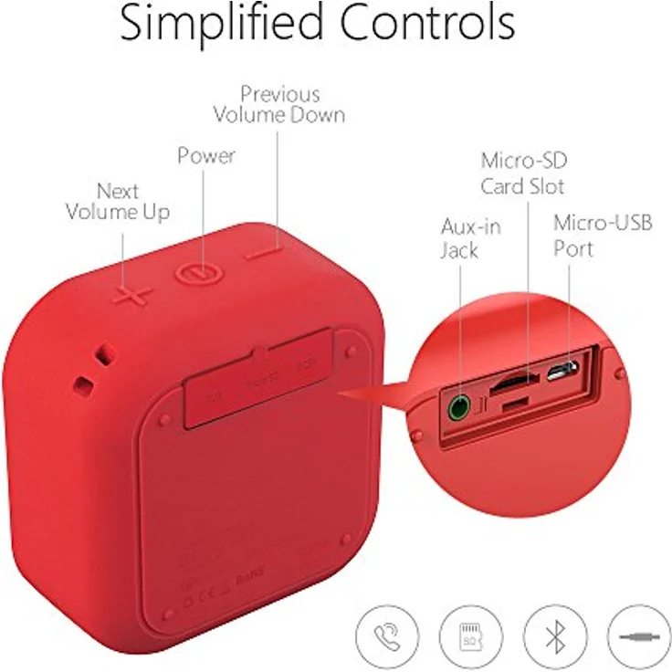MIFA A1 Mini Lautsprecher Bluetooth, True Wireless Stereo, 15 Stunden Spielzeit, IP56 Wasserfester und Staubdichter Wireless Speaker mit 3,5mm Audio-Eingang (Rot) – Bild 3