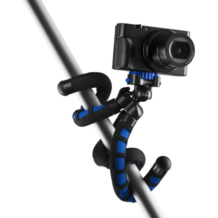 Mantona kaleido Flex leichtes Flex Stativ (mit hochwertigem 360° Kugelkopf, geeignet für Digital und Videokameras, Smartphones und Action Cams) ocean blue – Bild 3