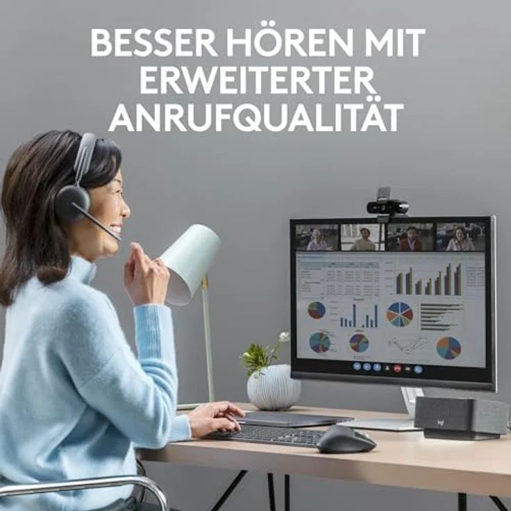 Logitech Zone Wireless 2 Premium-Headset mit Geräuschunterdrückung, Hybrid-ANC, Bluetooth, USB-C, USB-A, Zertifiziert für Zoom, Google Meet, Google Voice, Fast Pair - Grafit – Bild 3