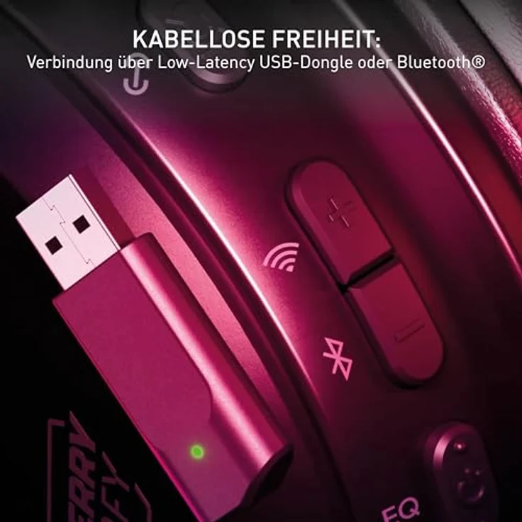 CHERRY XTRFY H3 Wireless Gaming-Headset, Esports-Optimierter Sound, Bluetooth & Low-Latency-USB, 3 EQ-Modi, Lange Akkulaufzeit, Bequeme Passform, Schwarz – Bild 4