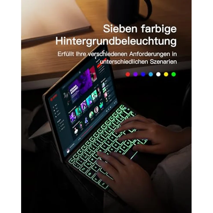 Inateck Tastatur für Surface Go 1&2&3&4, 7 Farben beleuchtung, mit Touchpad Tablet-Tastatur – Bild 6