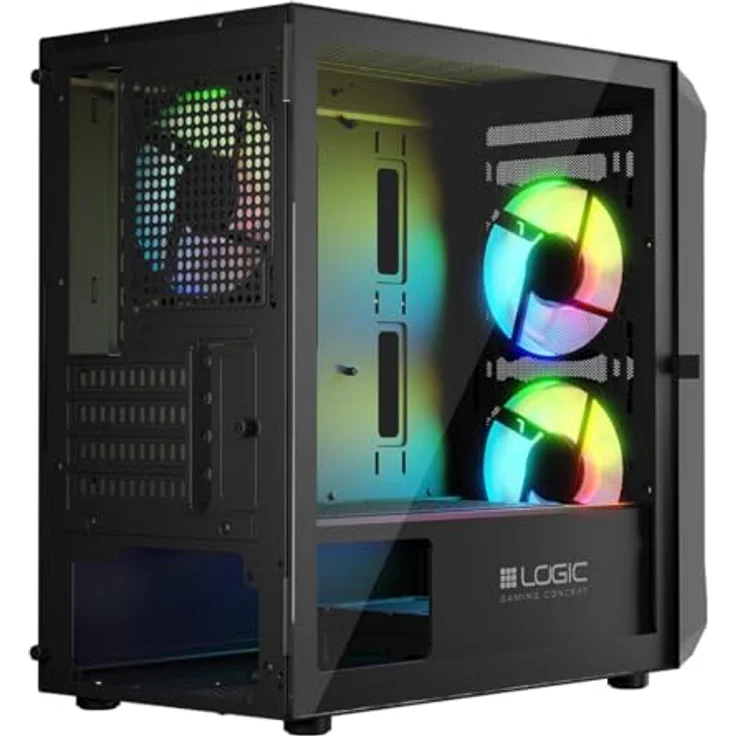 LOGIC PORTOS ARGB MINI USB-3.0-Gehäuse, schwarz, mit gehärtetem Glas-Seitenfenster, max. Grafikkartenlänge 34 cm, für ATX/Micro ATX/Mini-ATX – Bild 6