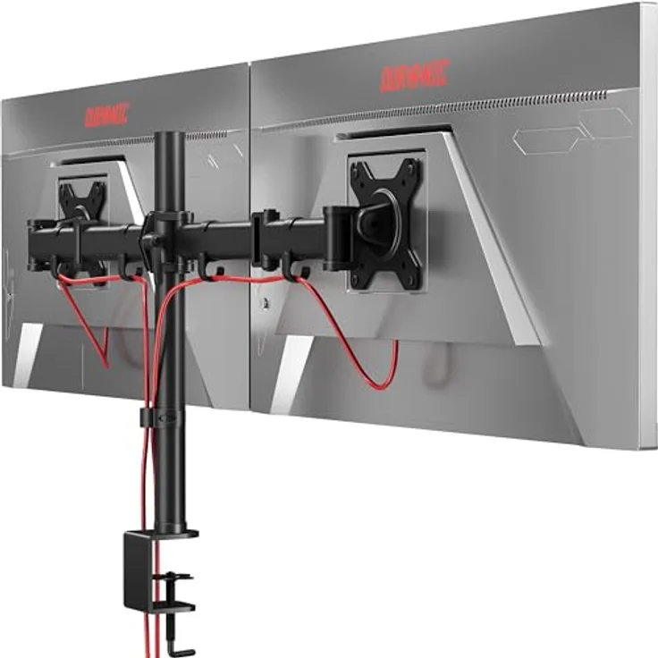 Duronic DM252 Monitorhalterung / Tischhalterung / Bildschirmhalterung / Monitorständer für zwei LCD/LED Computer Bildschirme / Fernsehgeräte mit Neig und Rotierfunktion – Bild 2