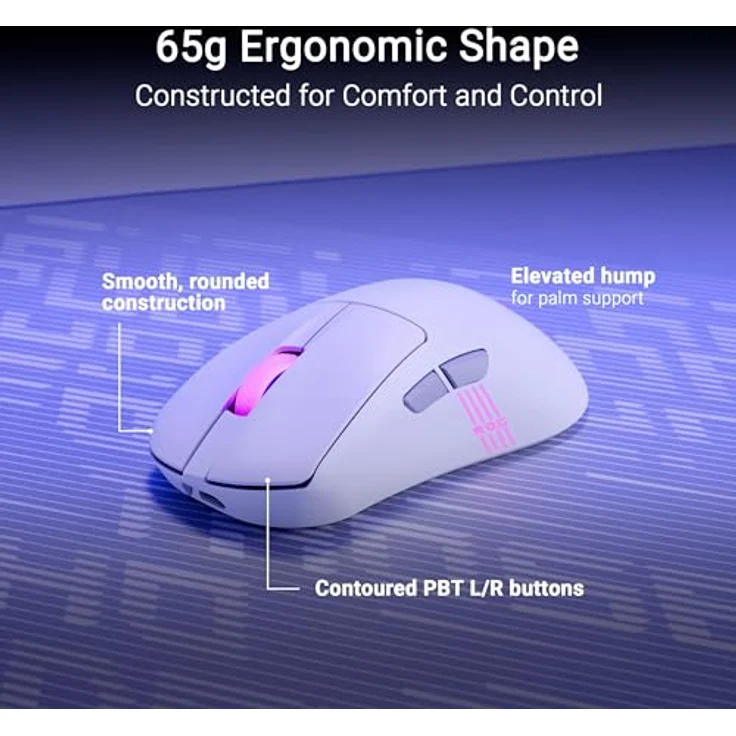 ASUS ROG Keris II Origin White, Wireless RGB Gaming-Maus mit 42.000 DPI, ROG Micro Switches II, ergonomisch, 65g leicht, Bluetooth, USB-C – Bild 2