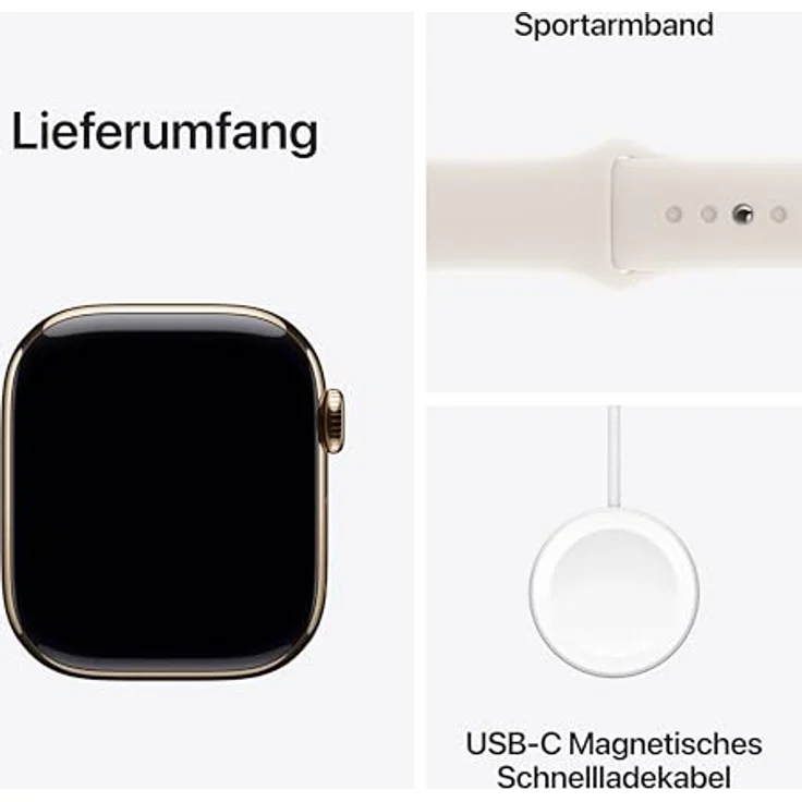 Apple Watch Series 10, 42 mm, GPS + Cellular, Titangehäuse Gold, Sportarmband Polarstern, M/L – Bild 6