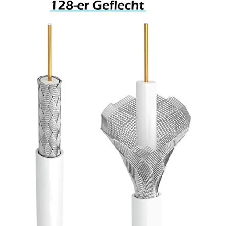 20m Antennenkabel vergoldet mit 2x Ferritkern ''WEISS'' (HB80208-128-20-G) – Bild 2