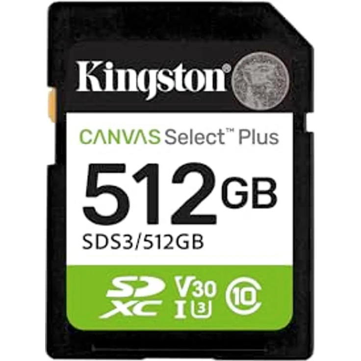 Kingston Canvas Select Plus SD Speicherkarte 512GB SDXC Gen3, 150MB/s, C10 UHS-I U3 V30 für Full-HD-Videoaufnahmen – Bild 1