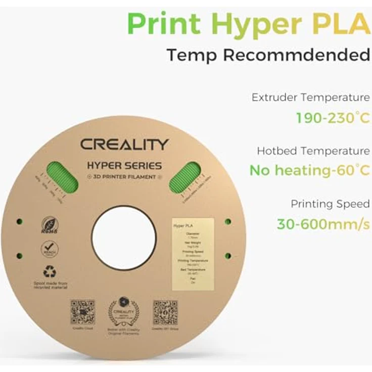 Creality Hyper PLA 3D Filament, 1.75 mm, 1000 g, hohe Zugfestigkeit und Zähigkeit, Grün – Bild 9