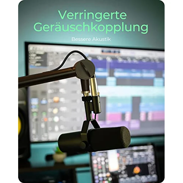 ICY BOX Professioneller Mikrofon-Arm mit Tischhalterung, 360 degree drehbar, 3/8 '' bis 5/8 '' Adapter, Kabelmanagement, für Blue Yeti, Blue Snowball, HyperX QuadCast und viele mehr, 60872, Schwarz – Bild 5