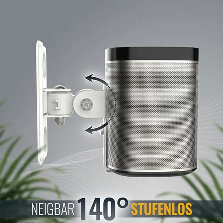 RICOO Lautsprecher Wandhalterung schwenkbar neigbar LH431W für SONOS Play 1 / Wlan Airplay Lautsprecher-Wandhalter / Halterung-Lautsprecherboxen / Multiroom Speaker Full-Motion Mount / Weiß – Bild 3