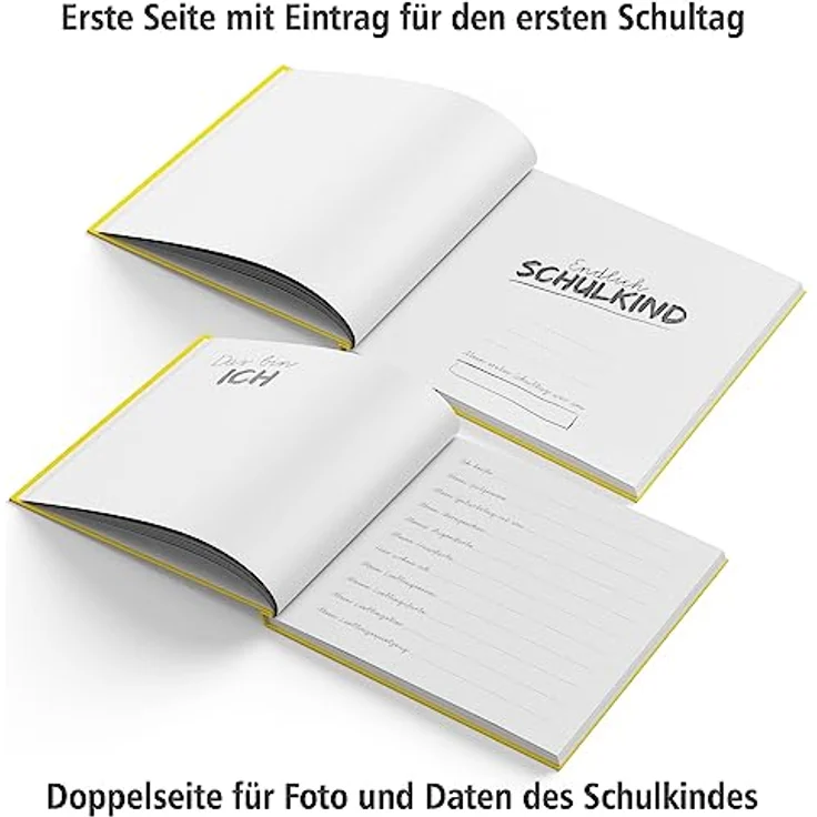 itenga Gästebuch Tafel für Erster Schultag, 88 Seiten Hardcover Einband, gelb – Bild 5