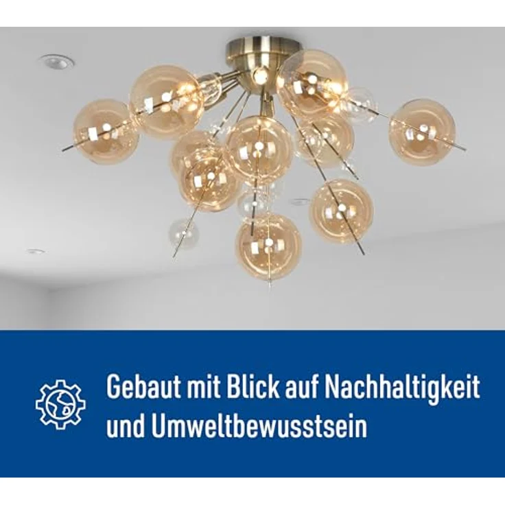 Näve Leuchten - Deckenleuchte Explosion aus Metall und Glas - 6x G9 Fassungen, dimmbar - Amber, 57 cm – Bild 5