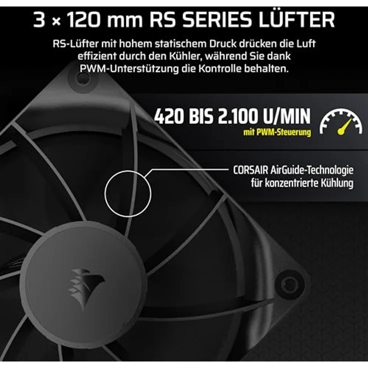 CORSAIR Nautilus 360 RS LCD Flüssig-CPU-Kühler, 2,1-Zoll-IPS Bildschirm, 360mm AIO, Intel LGA 1851/1700, AMD AM5/AM4, 3x RS120-Lüfter, schwarz – Bild 5