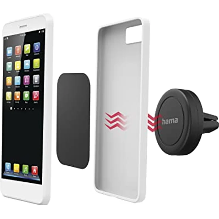 Hama Auto Magnet Handyhalterung, Kfz Handy Halter magnetisch (Smartphone Halterung für Lüftung, Kompatibel mit allen Smartphones, 360° drehbar, Hochformat, Querformat) schwarz – Bild 2