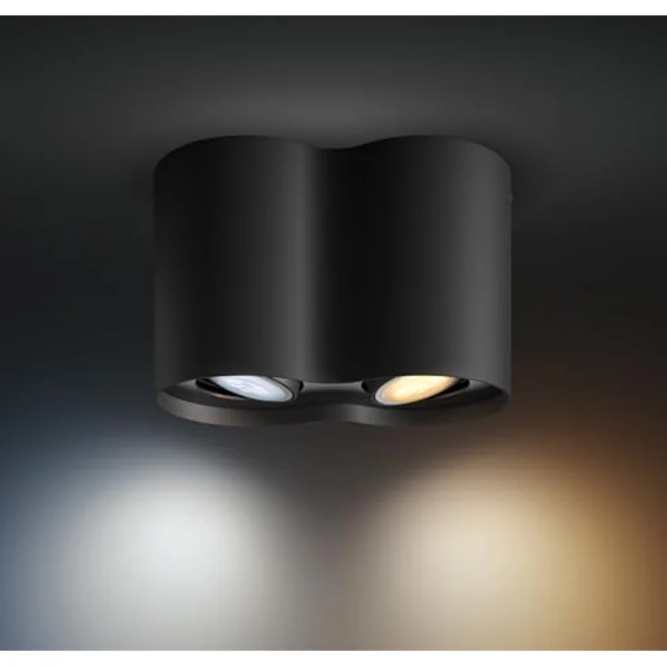 Philips Hue LED-Spot Pillar 2-flammig, Smarte Deckenbeleuchtung mit White Ambiance, schwarz – Bild 4