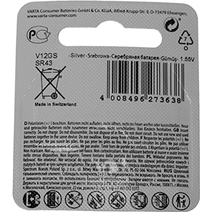 Varta Hörgeräte-Batterie V 12 GS-386 (1er Pack) – Bild 3