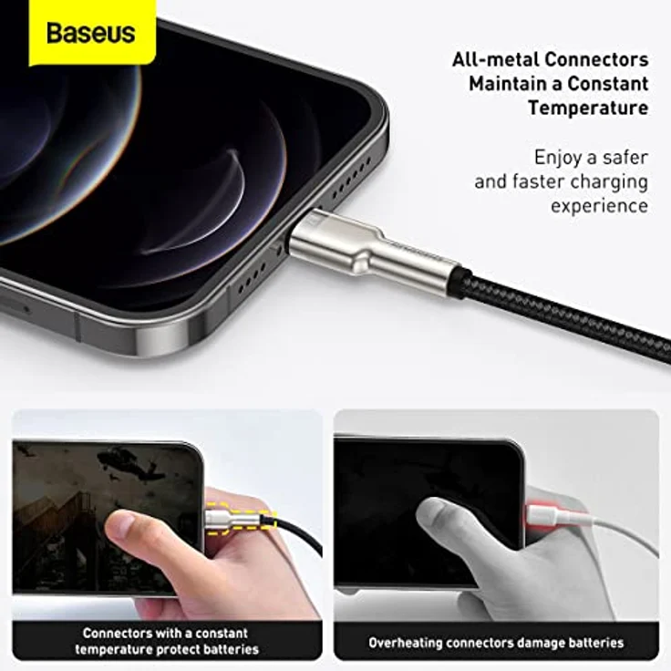 Baseus Cafule USB-auf-Lightning-Ladekabel, 2,4 A, 1 m, Schwarz – Schnellladung und Datenübertragung bis 480 MB/s – Bild 5