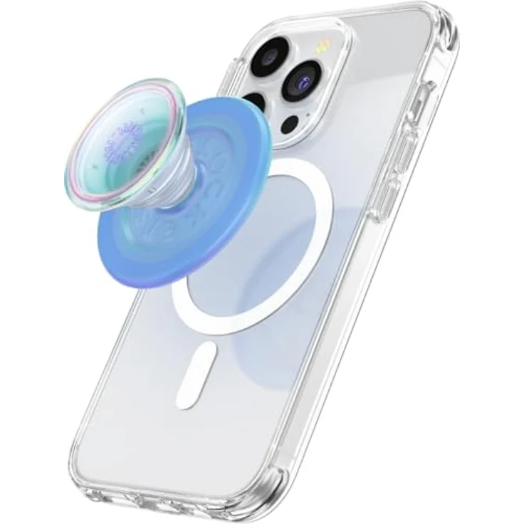 PopSockets PopGrip für MagSafe, telefon grip mit Kickstand und austauschbarem Top, sicherer Halt für iPhone MagSafe Hüllen - Blau Opaleszent – Bild 1