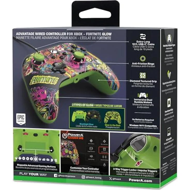PowerA ADVANTAGE PLUS - Gaming Controller für PC und Xbox Series X/S, ergonomisch, mit 3-Meter-USB-C-Kabel, programmierbaren Tasten und anpassbaren Daumensticks, Mehrfarbig – Bild 9