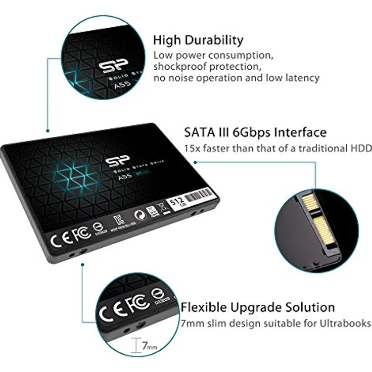 Silicon Power Ace A55 512GB 2.5 Zoll Serial ATA III - Interne Solid State Drives (SSD) (512 GB, 2.5 Zoll, Serial ATA III) – Bild 5