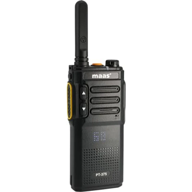 MAAS PT-375 PMR-446 Handfunkgerät, analoges mit 99 Kanälen, inkl. Akku und Standlader, USB-Ladefunktion, schlankes Design, kompatibel zu PMR446 Geräten – Bild 2