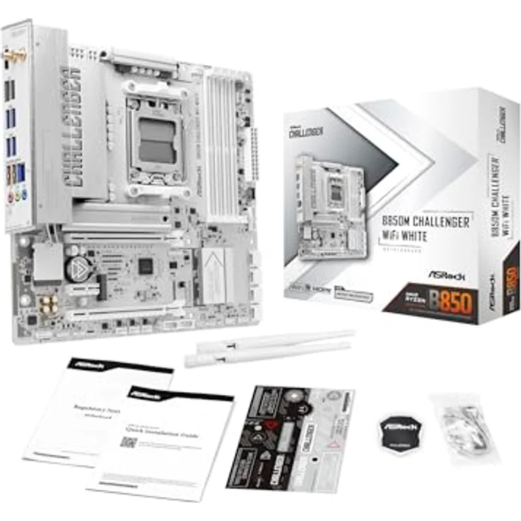 ASRock B850M Challenger WiFi White, Micro-ATX Mainboard mit AM5 Sockel, DDR5 8000+(OC), PCIe 5.0, WiFi 7, LAN 2.5G, für AMD Ryzen 9000/8000/7000 – Bild 1