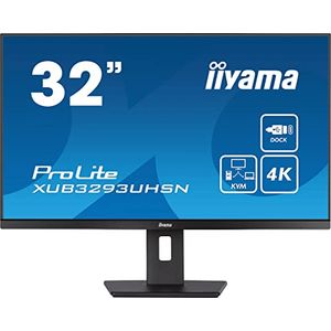 Bild für Iiyama Prolite XUB3293UHSN-B5 80cm 31,5" IPS LED Monitor 4K UHD HDMI DP USB3.0 USB-C 65W LAN KVM-Switch Slim-Line Höhenverstellung schwarz