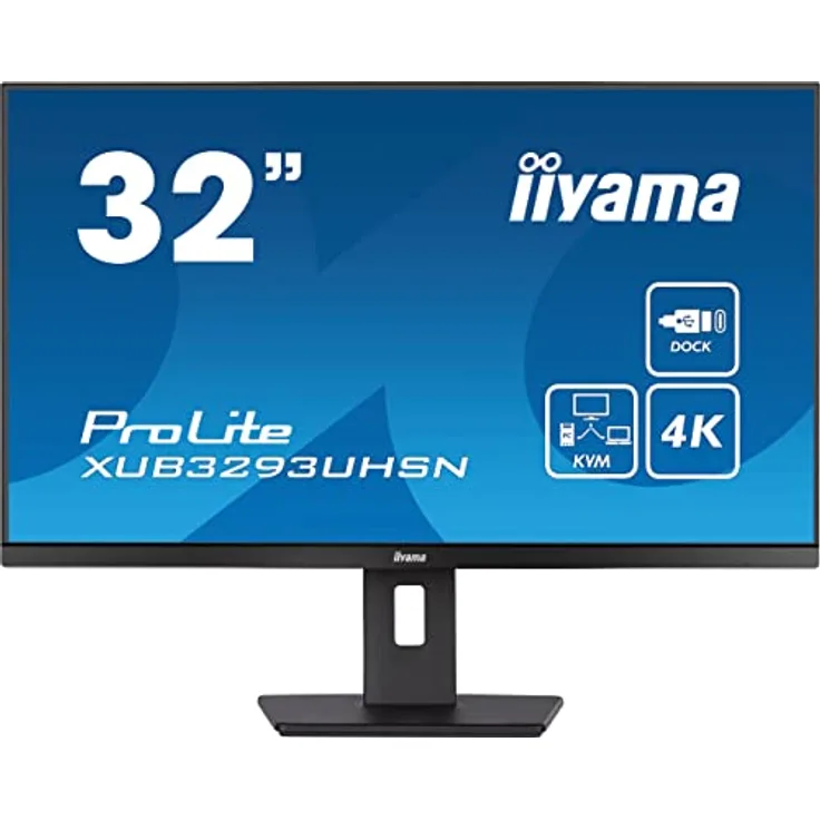 Iiyama Prolite XUB3293UHSN-B5 80cm 31,5" IPS LED Monitor 4K UHD HDMI DP USB3.0 USB-C 65W LAN KVM-Switch Slim-Line Höhenverstellung schwarz