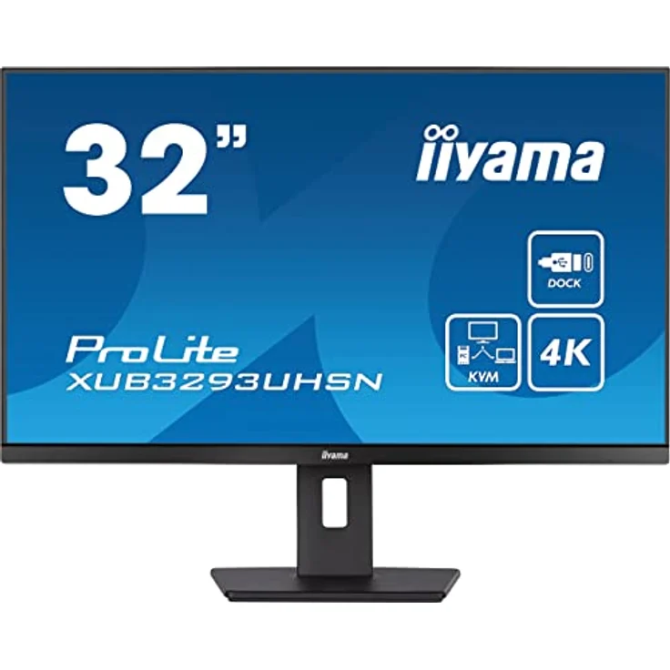 Iiyama Prolite XUB3293UHSN-B5 80cm 31,5" IPS LED Monitor 4K UHD HDMI DP USB3.0 USB-C 65W LAN KVM-Switch Slim-Line Höhenverstellung schwarz – Bild 1