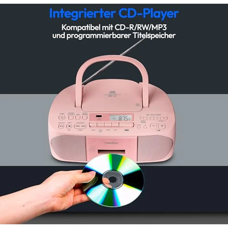 Medion® Radio (AM- / FM- Tuner, MW / UKW mit RDS, 3 W) - Tragbares Stereo-Radio in Rosa – Bild 4