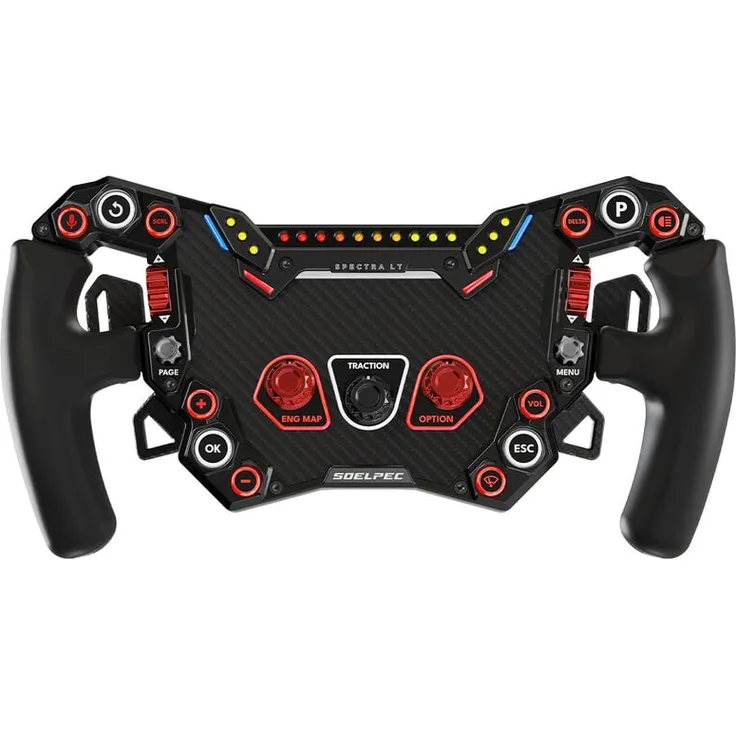 SOELPEC Spectra LT Lenkrad - 302mm Sim-Racing-Lenkrad mit Aluminiumgehäuse und ergonomischen Silikongriffen, lava