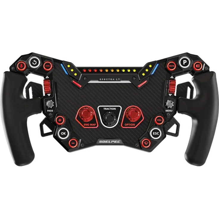 SOELPEC Spectra LT Lenkrad - 302mm Sim-Racing-Lenkrad mit Aluminiumgehäuse und ergonomischen Silikongriffen, lava