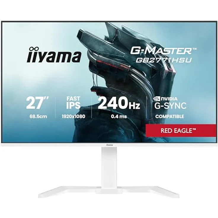 iiyama G-Master Red Eagle GB2771HSU-W1, 27" Full-HD Gaming Monitor mit 240Hz, 0.4ms Reaktionszeit, G-SYNC, höhenverstellbar, Pivot, weiß – Bild 2